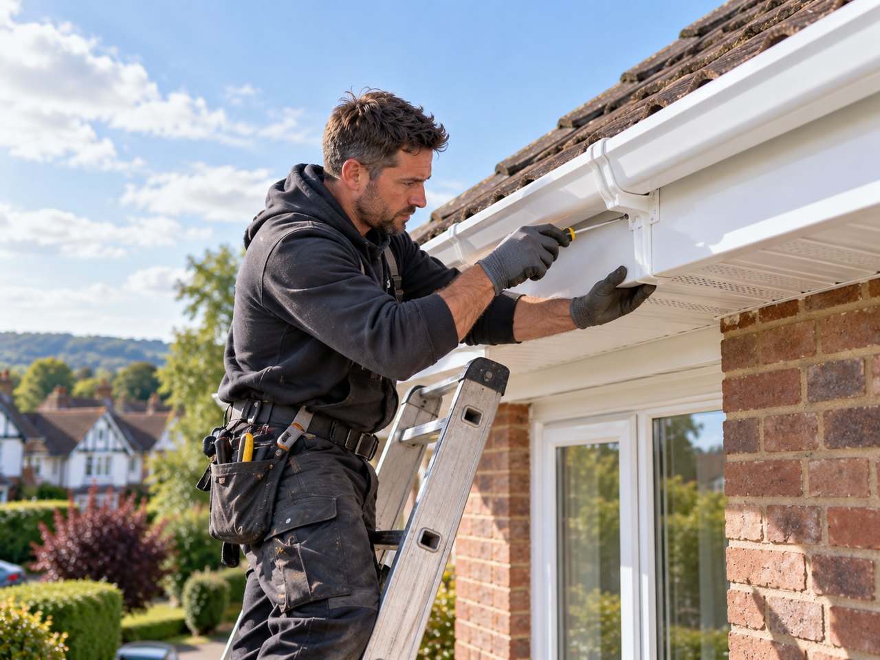 Roofline details being checked around the fascia, soffit and gutter